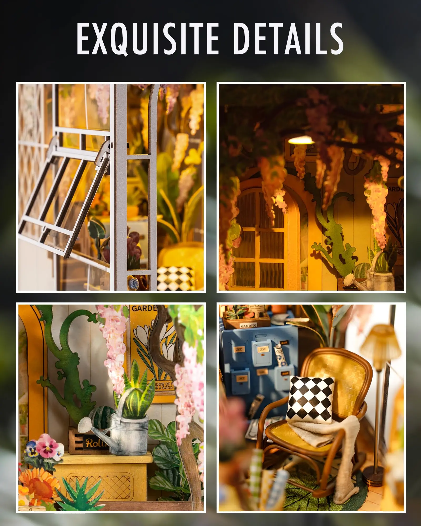 Фото Robotime Rolife Garden House Book Nook Kit Легкая сборка Книжная полка Вставка Идеальный домашний декор Игрушка в подарок для детей, женщин и девочек TGB06 №3
