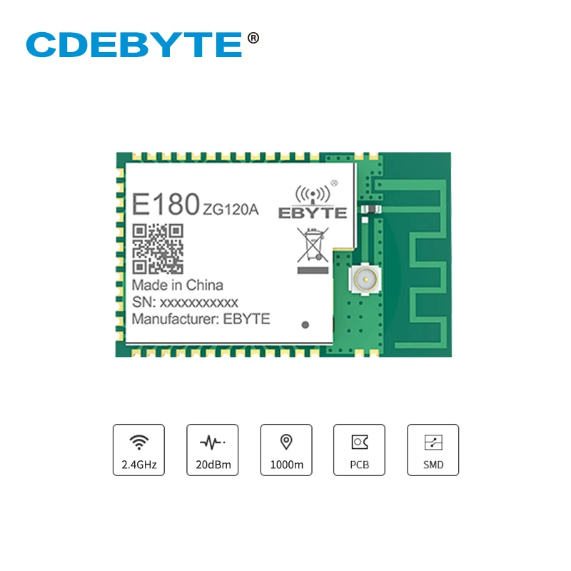

Беспроводной модуль EFR32 Zigbee3.0, CDEBYTE E180-ZG120A 20 дБм 2,4 ГГц 1000 км SMD, беспроводной приемник приемника Zigbee