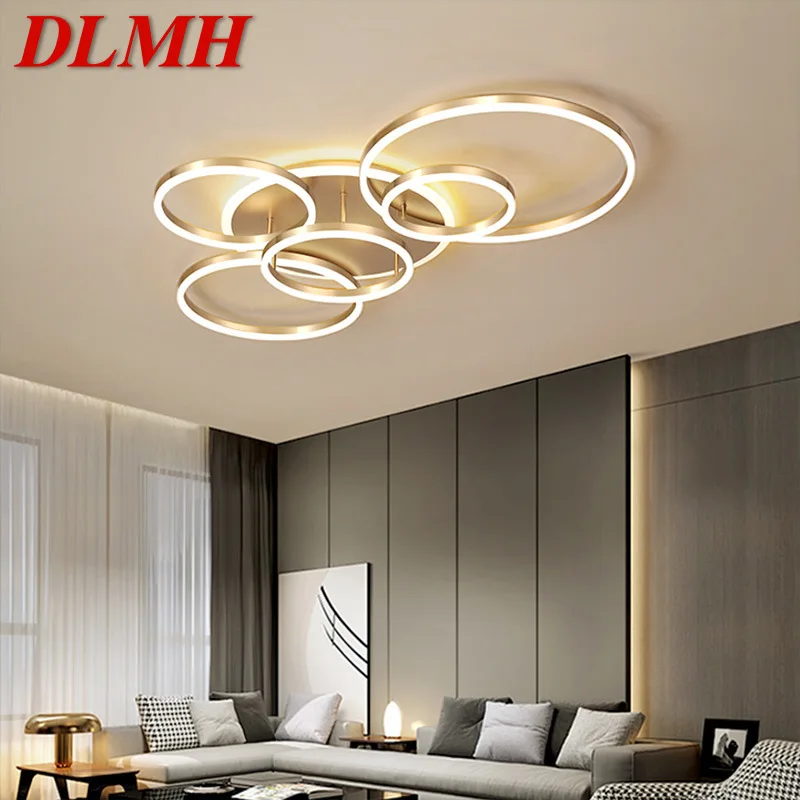 

DLMH Nordic Ceiling Lamps Creative Vintage LED Gold Round Light Fixtures For Modern Home Living Room Bedroom Decor