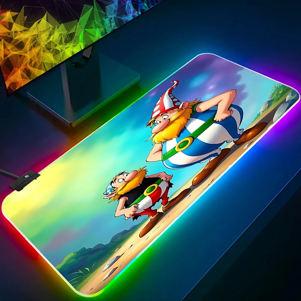 Аниме-коврик для мыши RGB AsterixS & O-ObelixS для ПК-геймеров, светящийся LED коврик для мыши, резиновый игровой компьютерный коврик для мыши (art.: 3920d8a8bea01) - 3920d8a8bea01