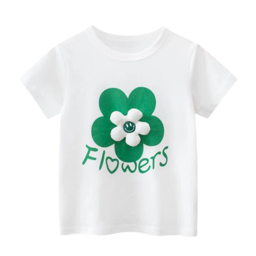 

Girls T Shirt Summer Cotton Floral Casual Princess Birthday Boutqiue Kids Clothing