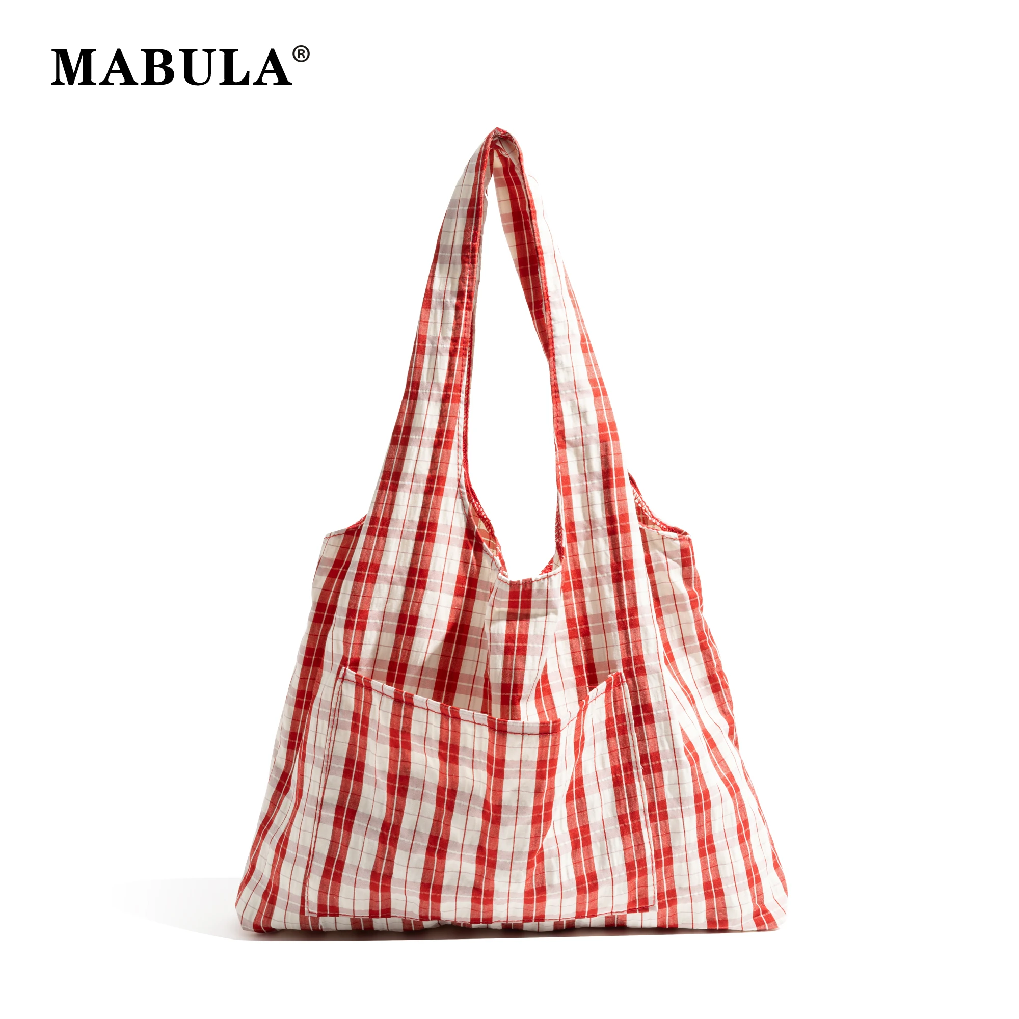 MABULA клетчатая женская сумка на плечо большая вместительная многоразовая для