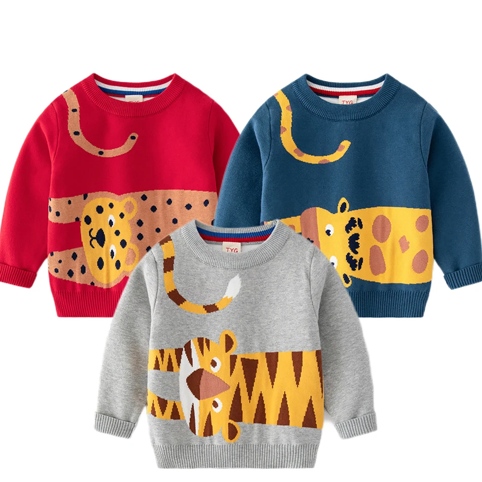 

Children Clothes Sweater Toddler Baby Girl Boy Knitted Sweater Kids Cartoon Animal Embroidery Sweater Spring Autumn Warm Clothes