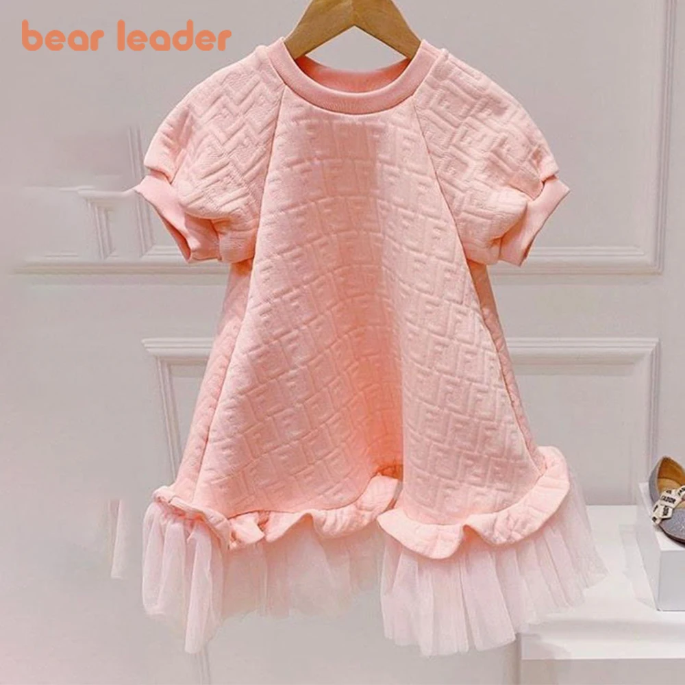

Bear Leader/модное платье принцессы для маленьких девочек; Платье-пачка с оборками; Сезон весна-лето-осень; Винтажная одежда с короткими рукавами...