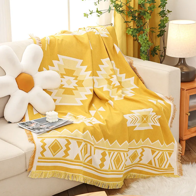 

Bohemian Decorative Sofa Blanket for Living Room Slipcover Knitted Thread Throw Plaid Piano Dustproof Cover Tablecloth Tapestry
