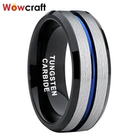stockable mens tungsten carbide rings finger promise engagement womens fashion wedding band blue black comfort fit