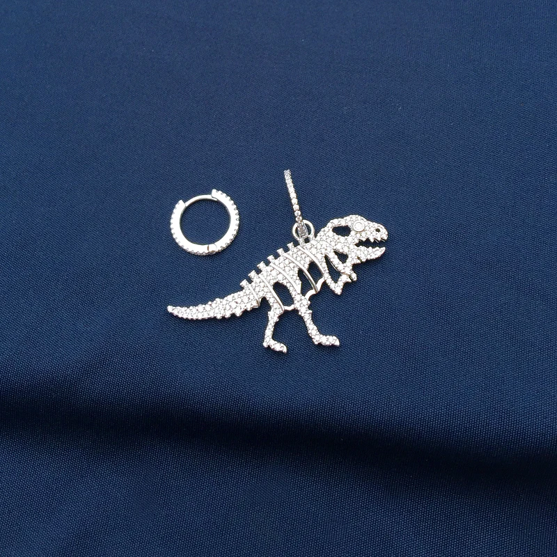 

s925 sterling silver April new product dinosaur bone asymmetric earrings female fashion personality keel OL style jewelry