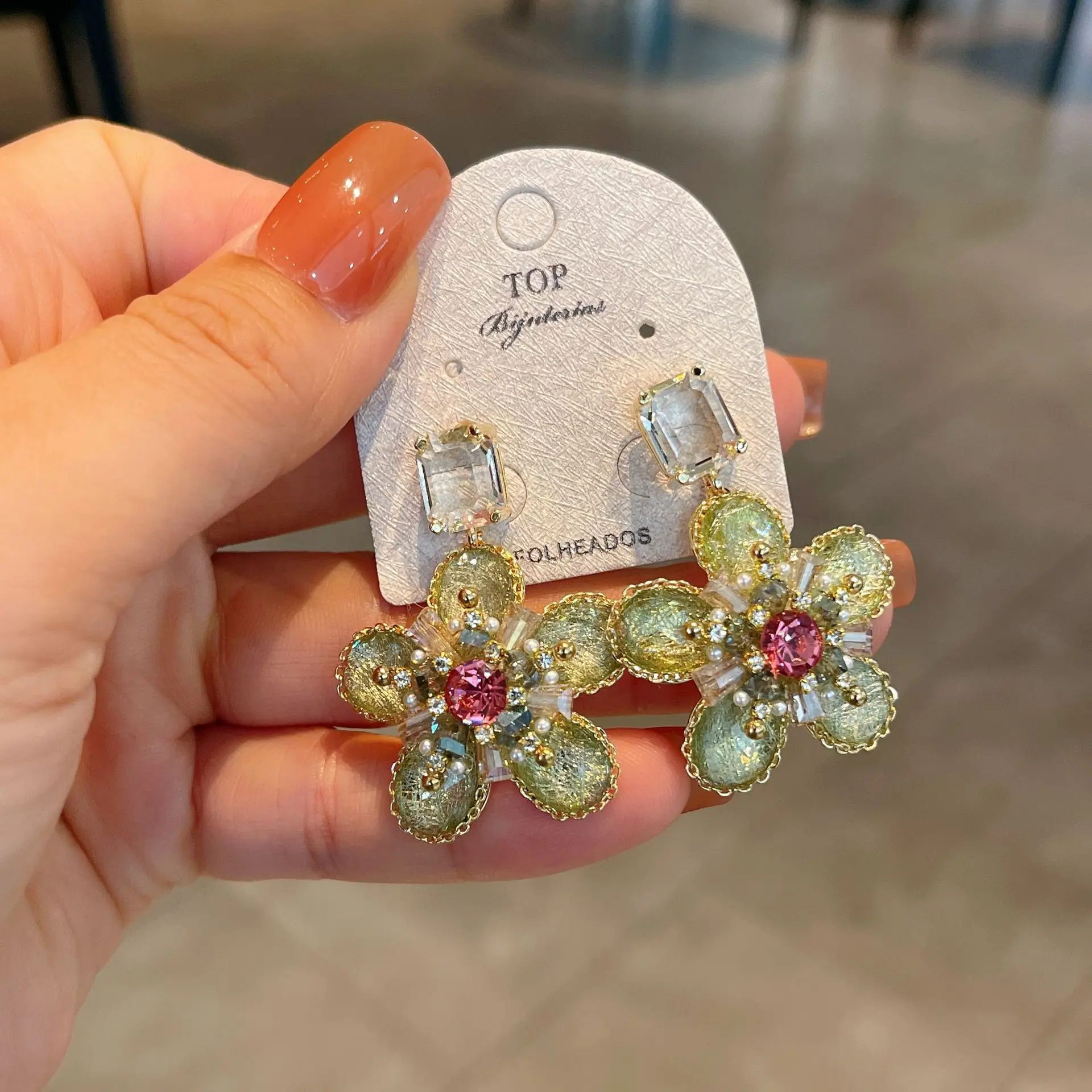 

Серьги-Подвески ручной работы в богемном стиле с кристаллами в форме цветка элегантные и высококачественные серьги ювелирные изделия для женщин