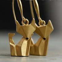 fashion cute little golden fox earrings simple earrings fox animal earrings necklace combination womens copper plated jewelry
