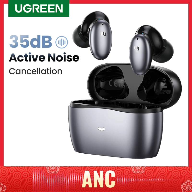 Ugreen-auriculares inalámbricos HiTune X6, cascos con Bluetooth 5,1, TWS, ANC, 35dB, híbridos, cancelación activa del ruido, 6 micrófonos