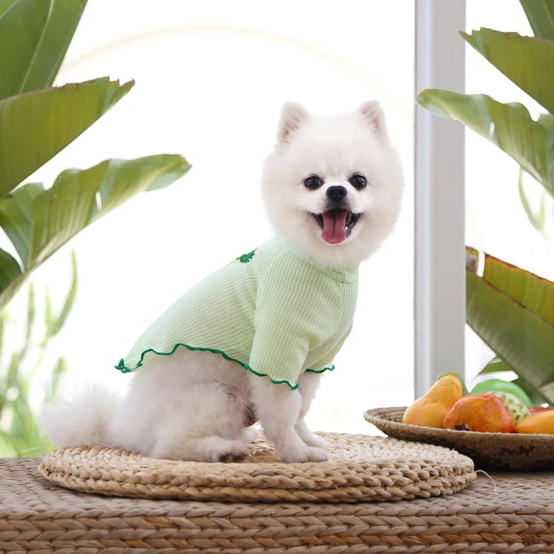 

Dog swim cat pet clothes puppy-clothes vest teddy fungus curled edge bottom shirt spring summer autumn two legged fruit tshirt