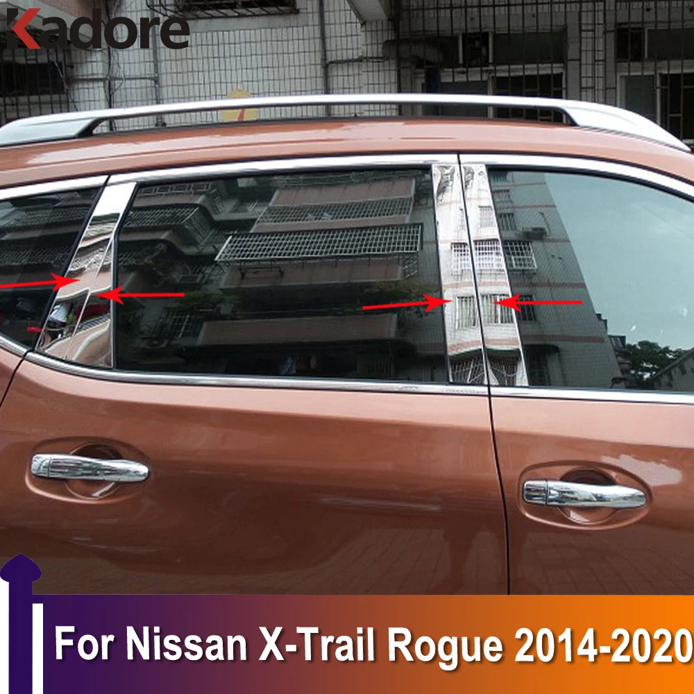 

Для Nissan X-Trail Rogue 2014-2018 2019 2020 автомобильное окно B C колонны декоративная отделка стикер Стайлинг Аксессуары нержавеющая сталь