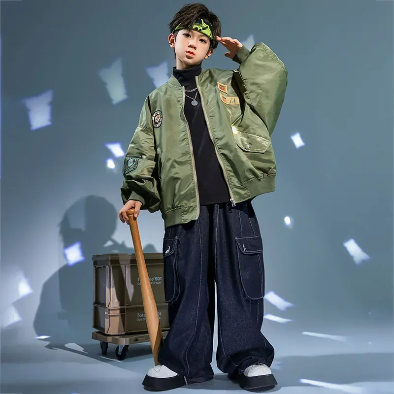Костюм для танцев в стиле K-POP мальчиков уличная одежда свободная куртка
