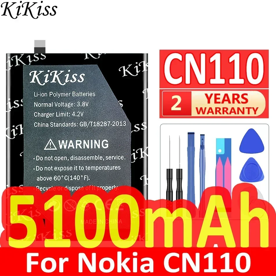 Мощный аккумулятор KiKiss 5100 мАч для Nokia CN110 1ICP5/65/78/X20/X10