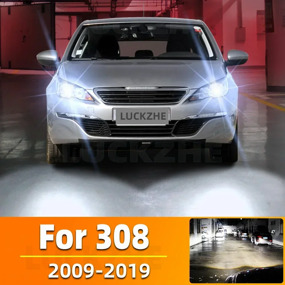 2 шт. для Peugeot 308 2009-2013 2014 2015 2016 2017 2018 2019 автомобильные светодиодные фары дальнего