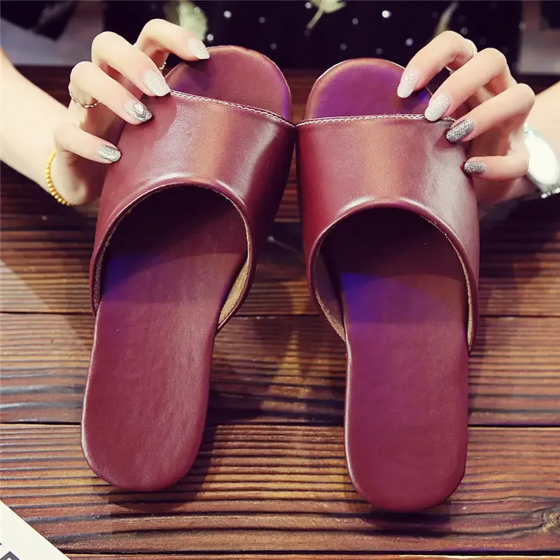 Тапки кожаные для мужчин и женщин домашние тапочки мягкая Роскошная обувь на