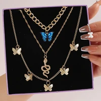 vintage gold color multilayered coin chain necklace for women men punk butterfly chunky chain necklace party trendy jewelry