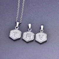 hexagon 26 letters pendant charm necklace stainless steel jewelry alphabet charm necklaces for women men accessories couple gift