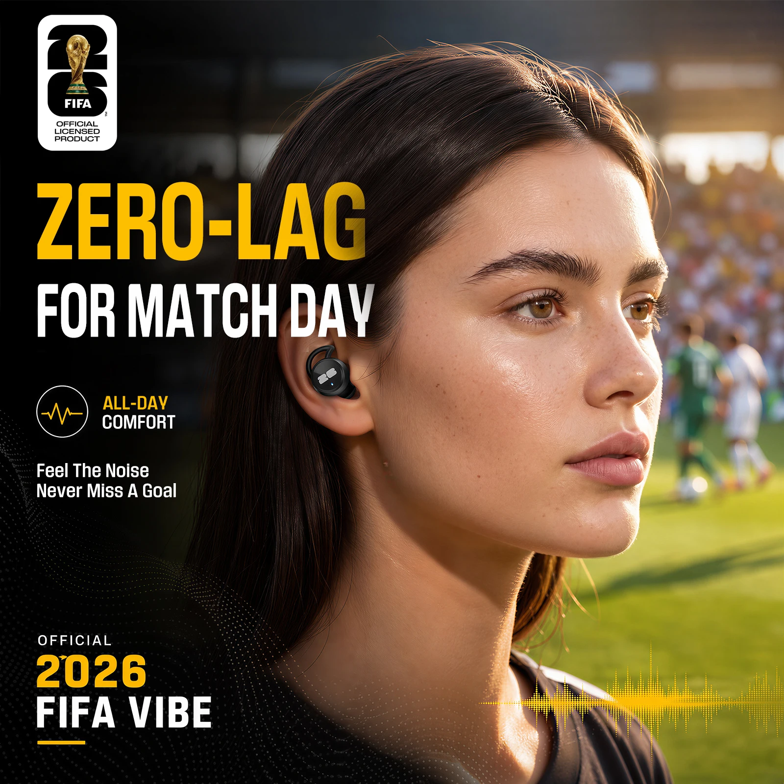 Фото Беспроводные Bluetooth-наушники, официальные лицензионные наушники FIFA 2026 World Cup с низкой задержкой и шумоподавлением, для сна, подарок для футбольных фанатов F26E06 №5