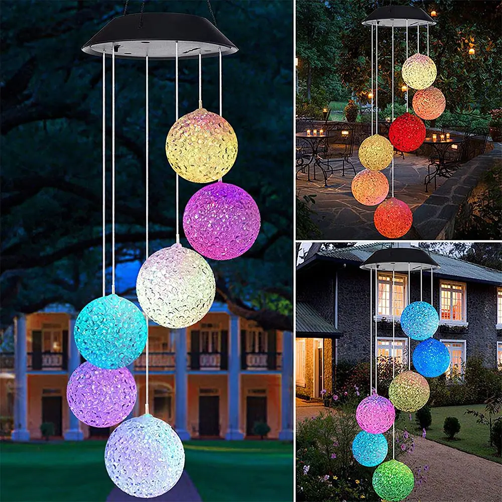 

Wind Chime Lamp Color Changing Crystal Ball Solar Power Supply Led Light Outdoor Garden Decorative Trees Lamp Hanging Lamp
