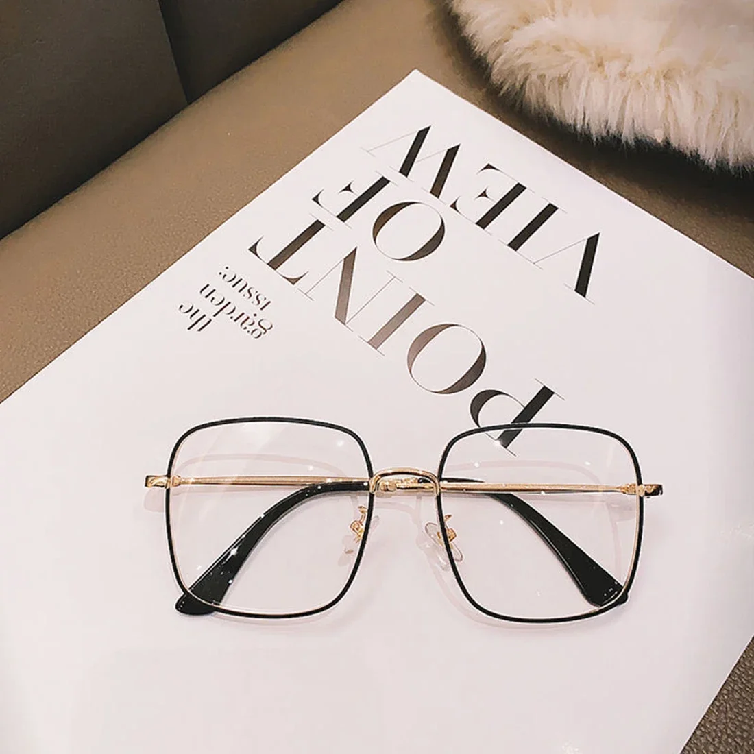 Винтажные большие квадратные металлические зеркальные очки женские элегантные