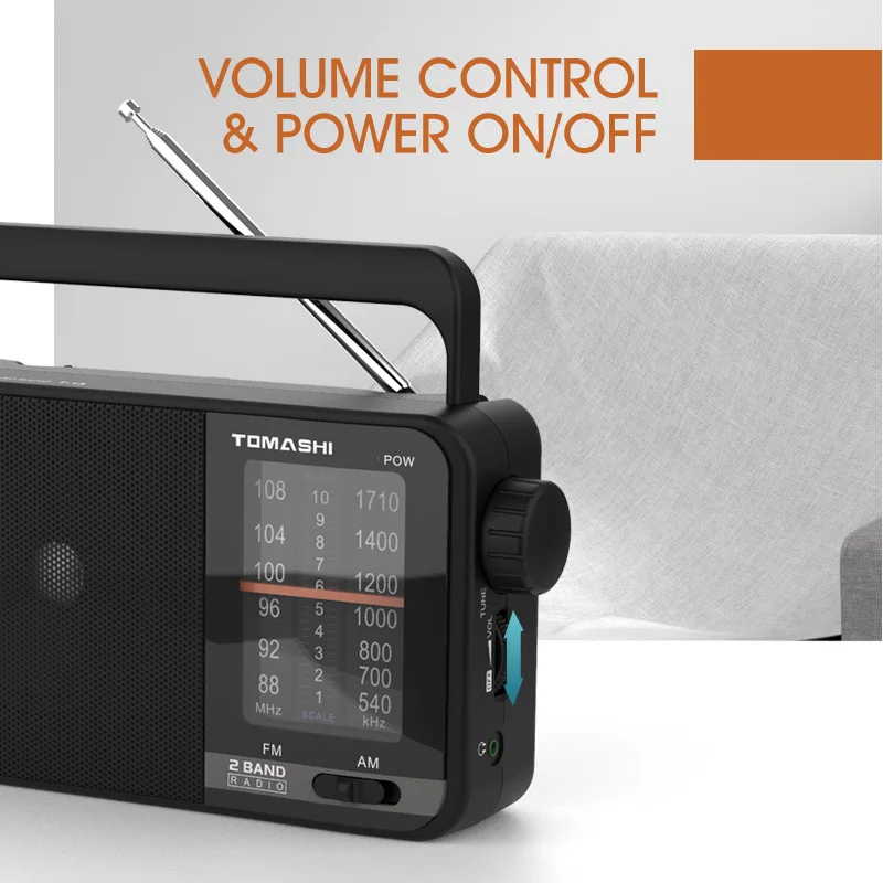 Портативное коротковолновое радио TOMASHI AM FM транзисторное с лучшим приемом