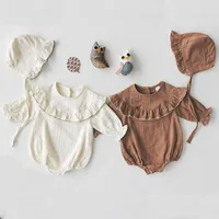 Summer Baby Bodysuit Spring Newborn Clothes Baby Boy Korean Version of the Lotus Leaf Collar Long Sleeve Jumpsuit Girls Jumpsuit
