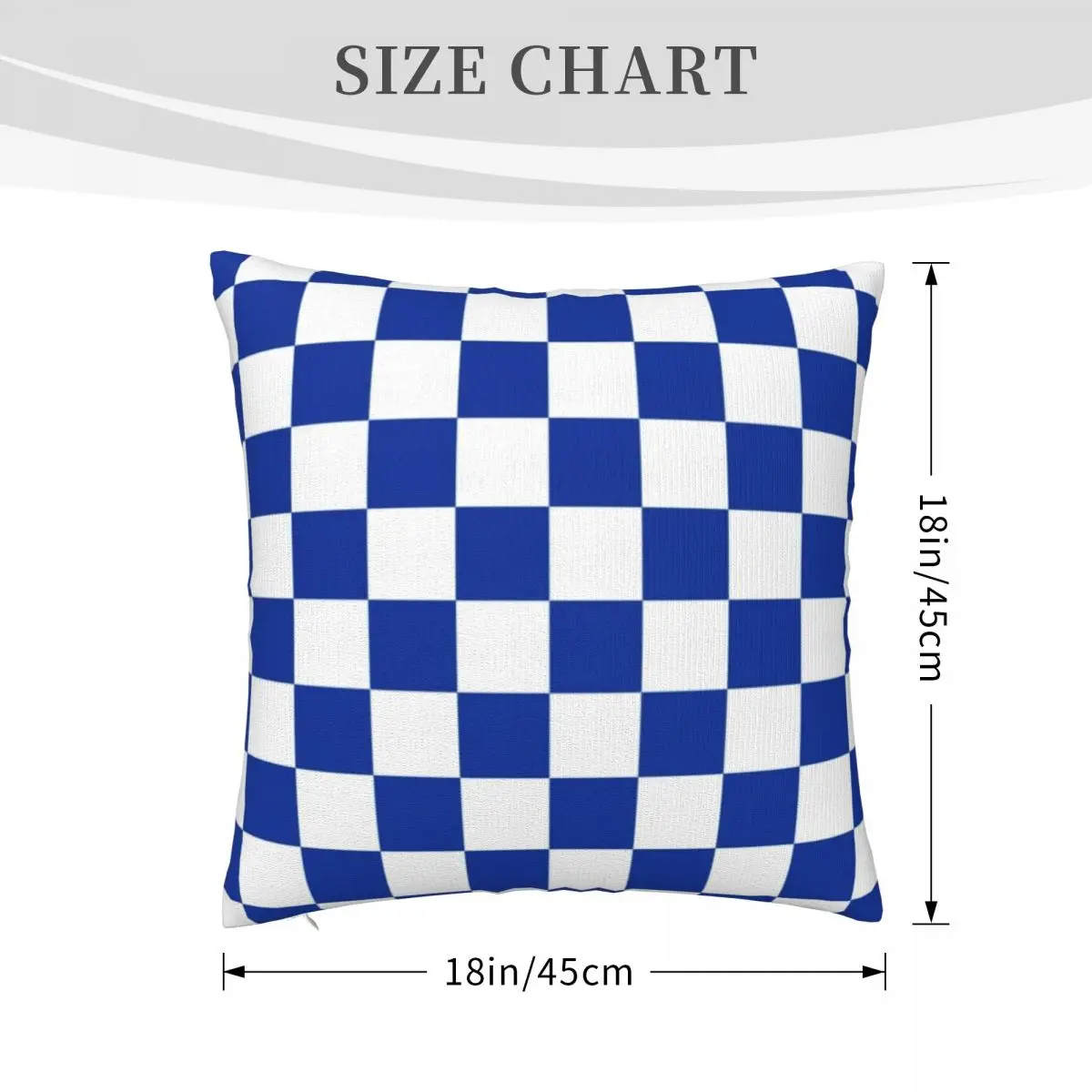 Сине-белый чехол с шахматной подушкой Винтажный принтом в шахматную клетку