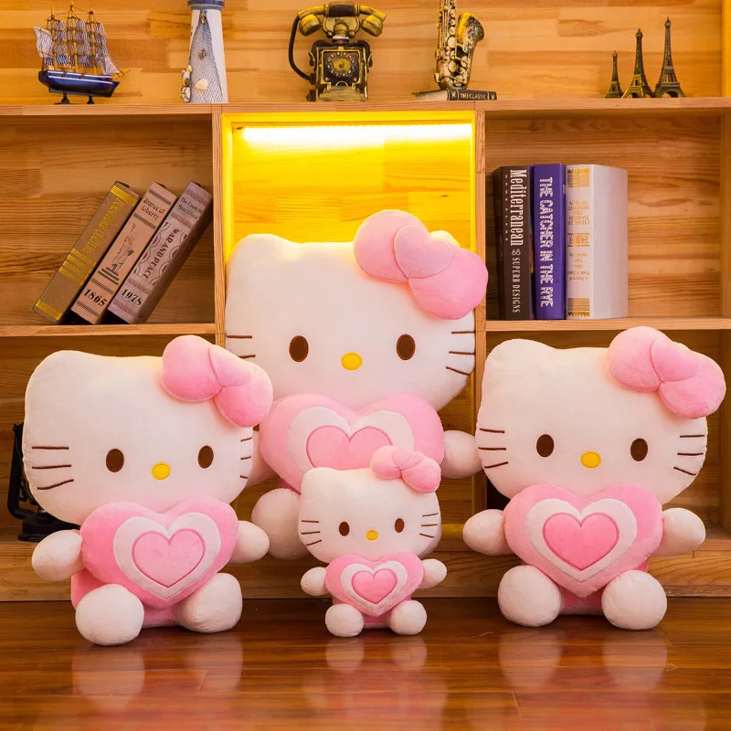 Hello Kitty Sanrio Plushie Kawaii Cartoon Cute Cuddling Cat Puppet Pusheen Cat Dolls Anime Plush Toys for Girls Birthday Gift