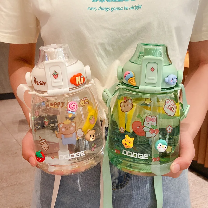 

Big Belly Water Cup Large Capacity Kettle Cup Strap Portable Straw Cup Water Bottle