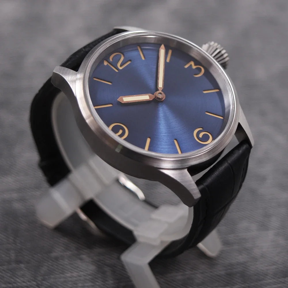 44 мм стерильный циферблат с ручным заводом 6497 механические часы Blu светящийся