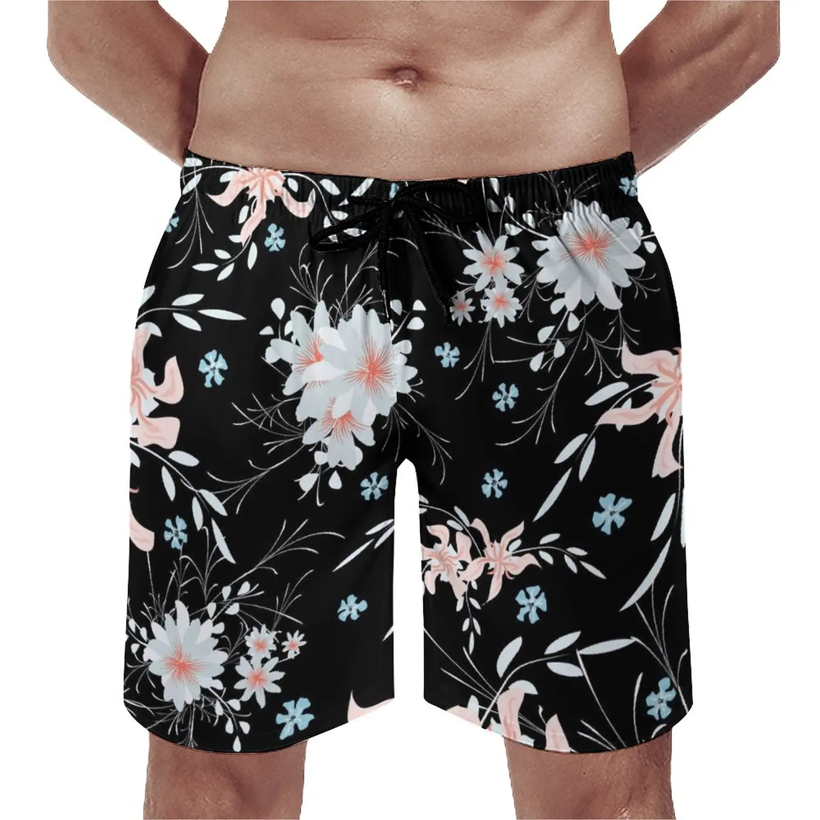 

Floral Print Board Shorts High Quality Flowers Design Art Printing Beach Shorts Men Drawstring Pattern Swimming Trunks Plus Size