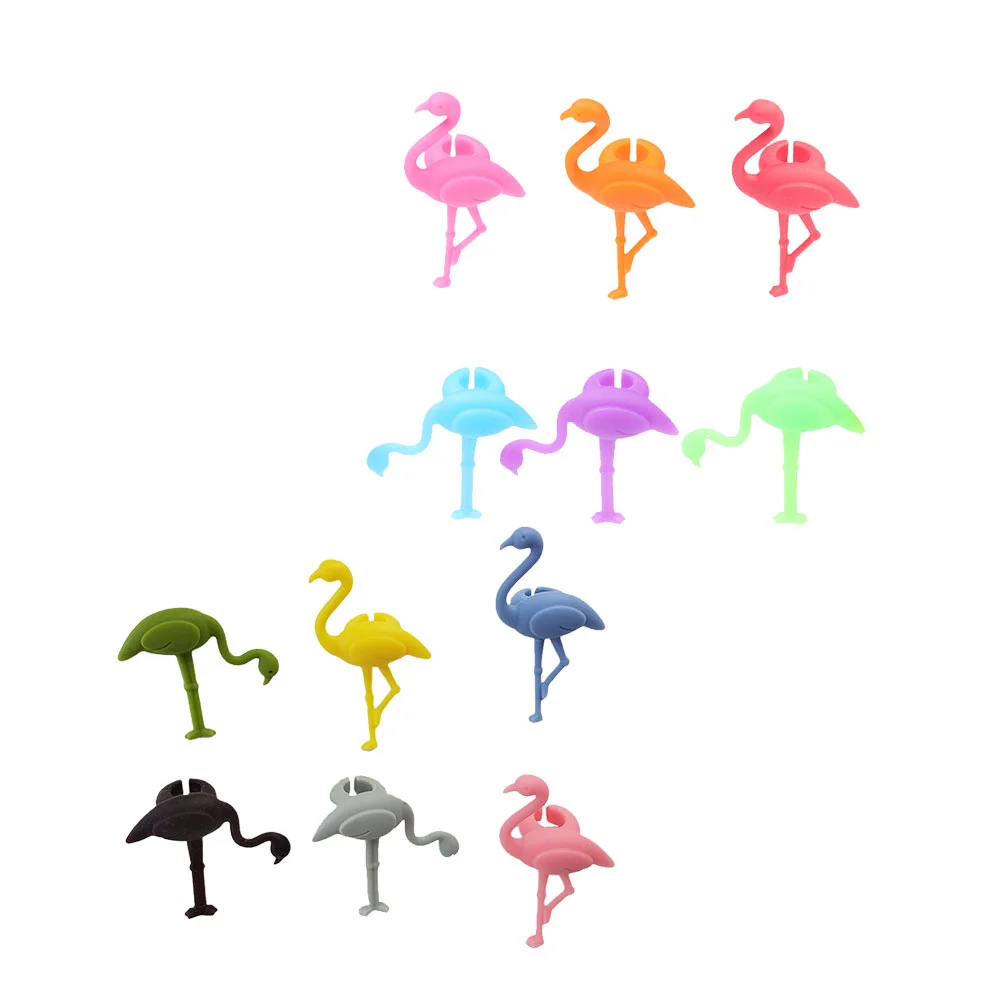 

Marker Charms Markers Cup Silicone Drink Identification Figurines Glasses Charm Tags Tropical Identifier Drinking Bar Flamingo