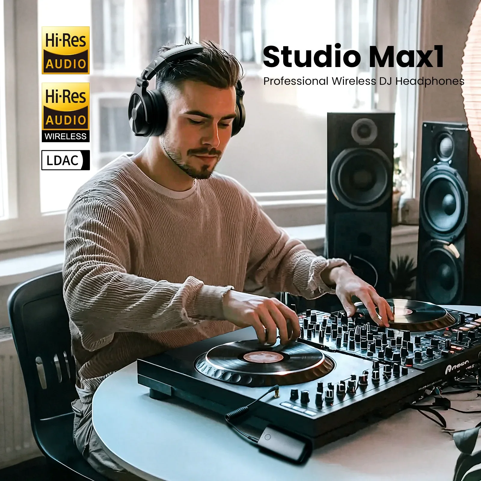 Фото Bluetooth-наушники Oneodio Studio Max1, беспроводная DJ-гарнитура с низкой задержкой, профессиональные наушники для студийного монитора Hi-Res LDAC №2