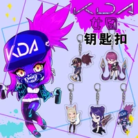 anime league of legends key chains acrylic kda figure akali ahri kaisa keyrings kawaii bags keychain pendant gift for friend