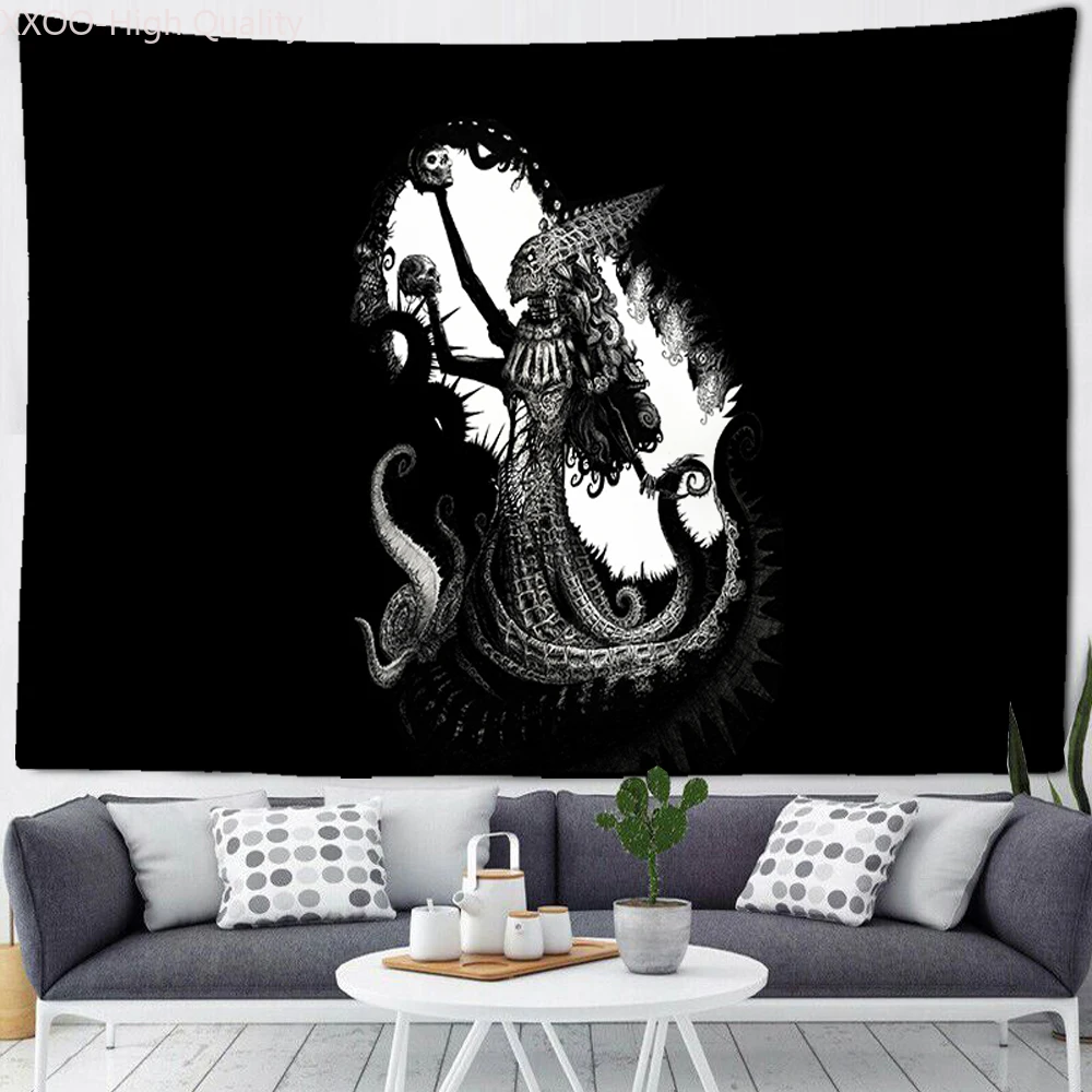 

Tarot Card Satan Tapestry Evil Death Demon Wall Hanging Hippie Witchcraft Decoration Skull Decor Tapestry Wall Blanket