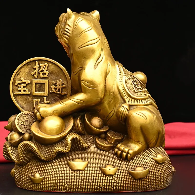 

Inch Brass Home Feng Shui Decorate Blessing Wealth Fortune Tiger Statue