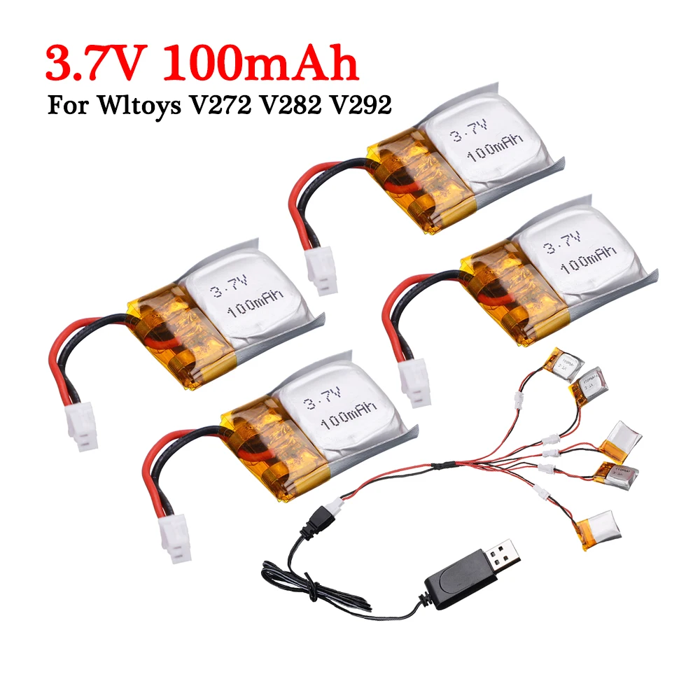 

3.7V 100mah / 120mah 20C 651620 RC quadcopter Battery 1.25mm plug For Wltoys V272 V282 V292 Hubsan Q4 RC Helicopter RC Drone