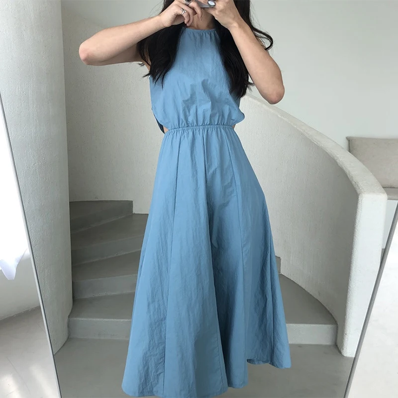 Женский винтажный сарафан без рукавов однотонное плявечерние ное платье с