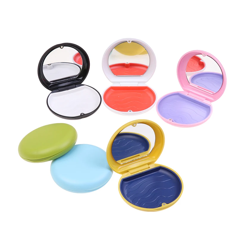 

1PC Container With MirrorFalse Teeth Retainer Case Braces Box Orthodontic Denture Box Mouth Guard Oral Hygiene Organizer