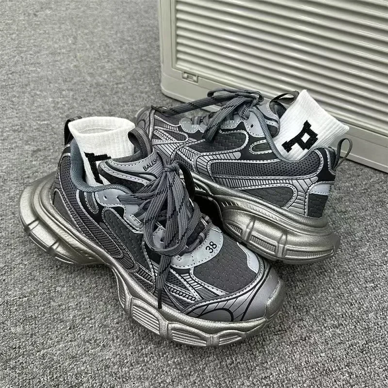 Кроссовки мужские/женские прогулочные толстая подошва дышащие Стиль Париж