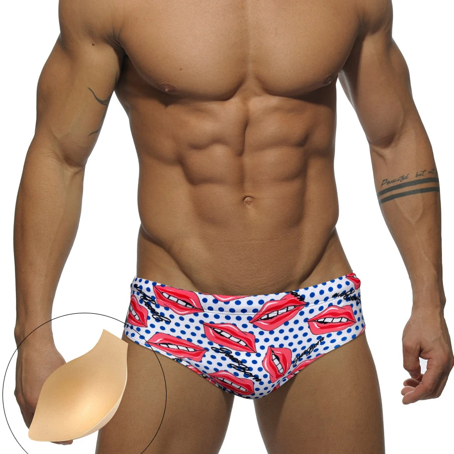 

Модель 2022 года, Мужской купальный костюм с надписью сексуальный рот Teeth, мужские плавки с карманом для плавания, мужские плавки для плавания,...