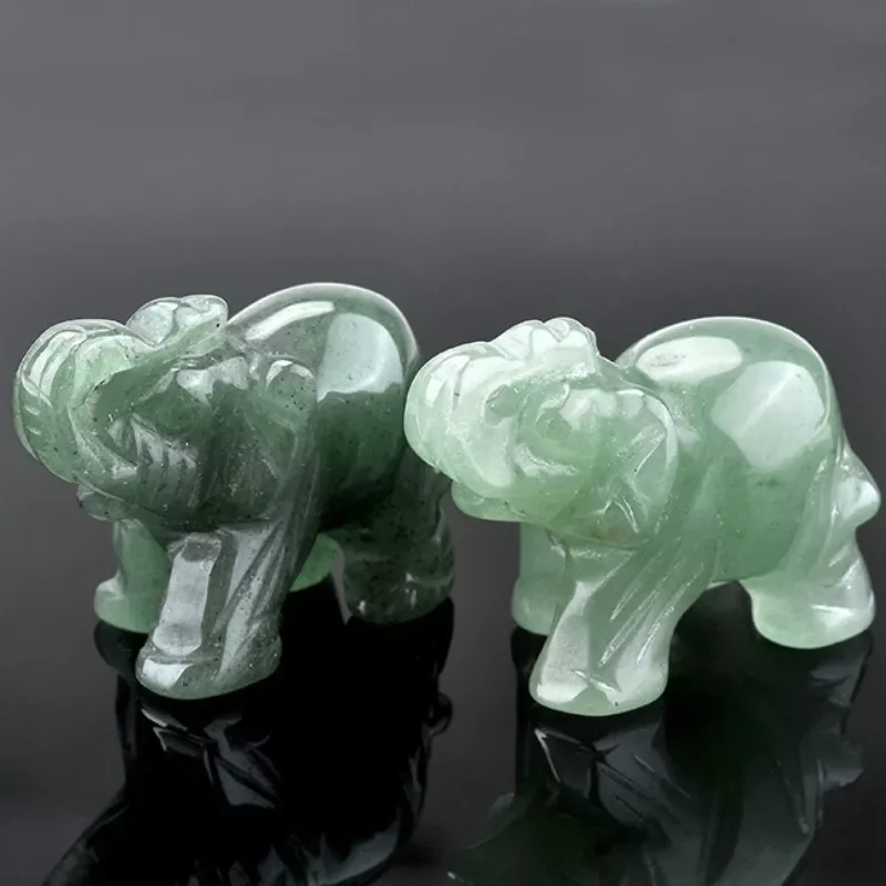 

Aventurine Jade Ston Lucky Elephant Fortune Feng Shui Statue Figurine Office Ornament Chakra Healing Stones Statue Decor