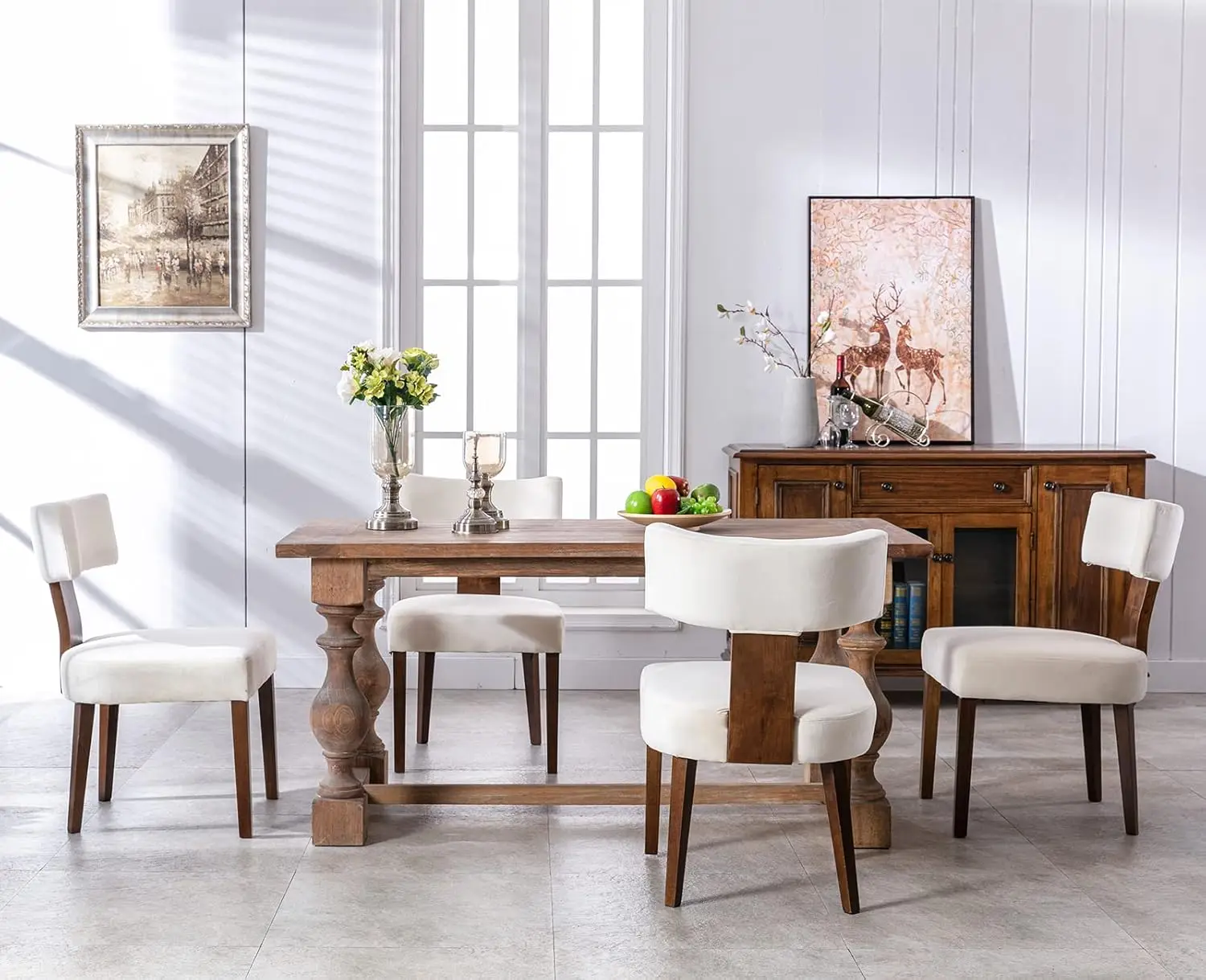 Мягкие обеденные стулья для фермерского дома набор из 4-х современных стульев