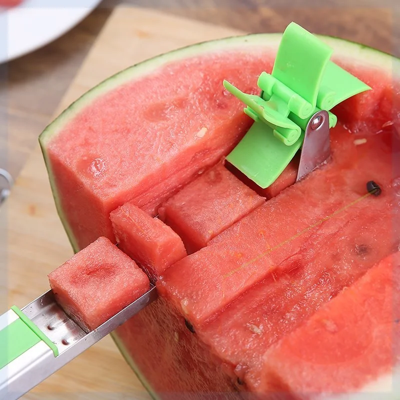 Watermelon Cutter Knife Stainless Steel Windmill Design Easy Cut Watermelon Piece Kitchen Gadget Salad Fruit Slicer Cutter Tools