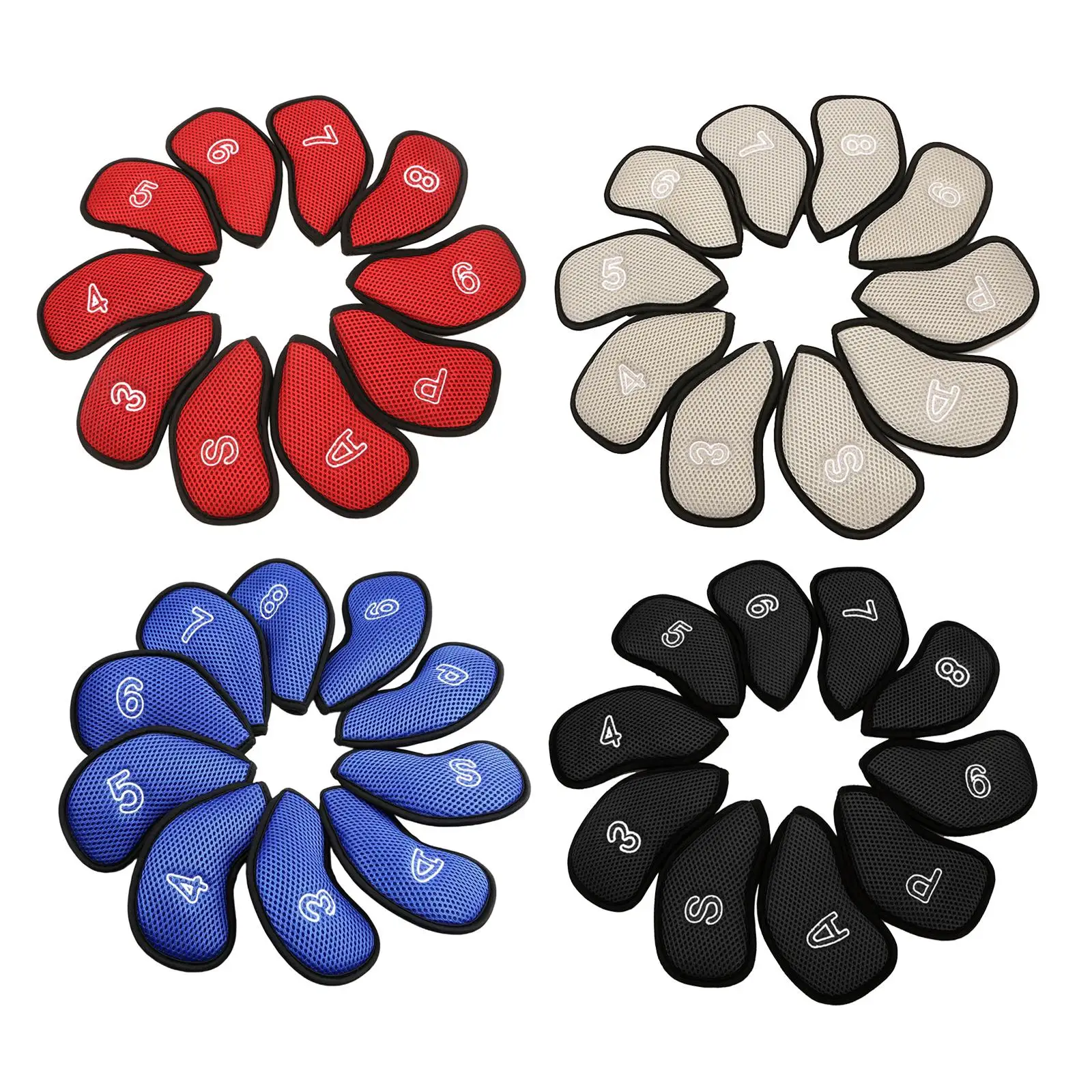 

10Pcs Meshy Golf Iron Headcover Club Club or with Number Embroidery Golf Accessories ,,,7,8,9,A,S,P Brands Set