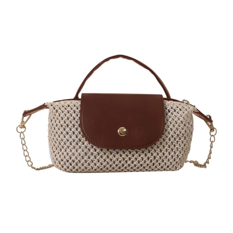 

Leisure Casual Bag Shoulder Bag for Girl Women Straw Woven Chain Bag Trendy Bag Handbag Lady Purse Versatile Tote Bags 517D