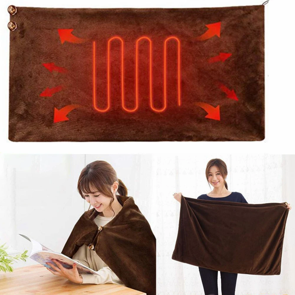 

Электрическое одеяло с термостатом, мягкое плюшевое покрывало для кемпинга, дома и офиса с подогревом USB, 3 уровня, можно стирать в машине, для путешествий, для дивана и кровати