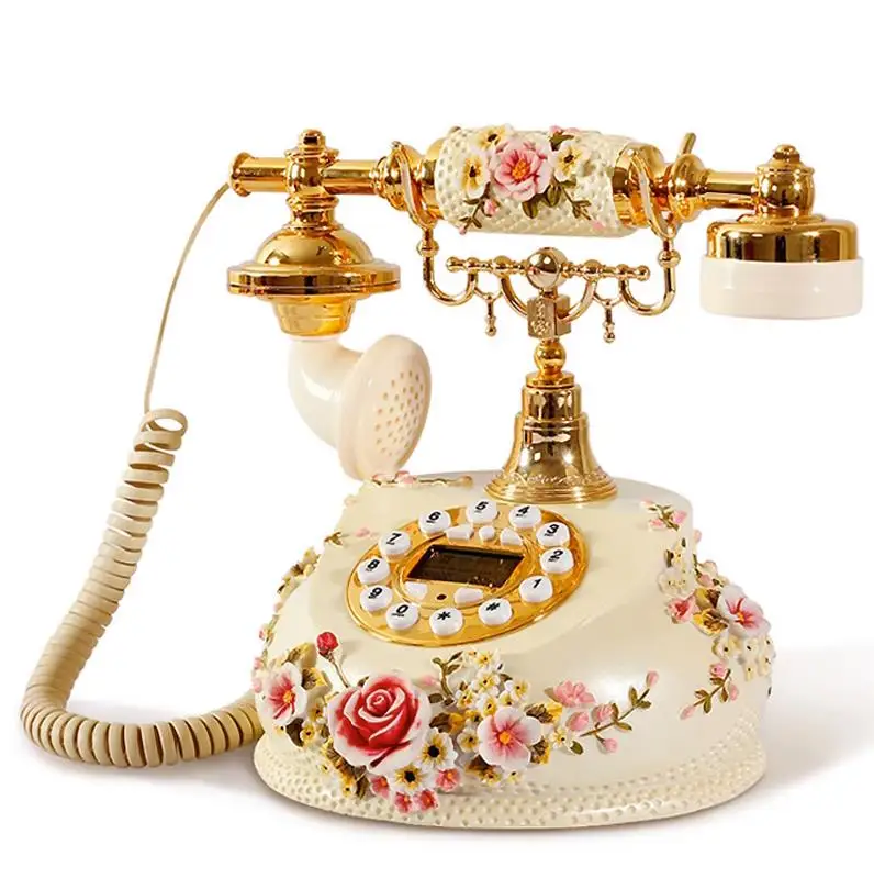 Rilievo Antika Vintage Telephone Swivel Plate Rotary Dial Antique home table desk Landline Phone Office decoration resin flower