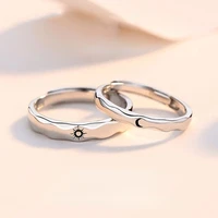 2 piecesset wave fashion wedding bride bridegroom jewelry sun moon stainless steel couple rings for best friend gift wholesale